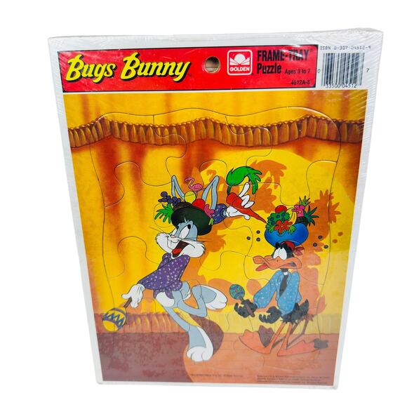 Vintage Golden Frame-Tray Puzzle 4 Pack Bugs Bunny & Casper Friendly Ghost - Picture 1 of 12